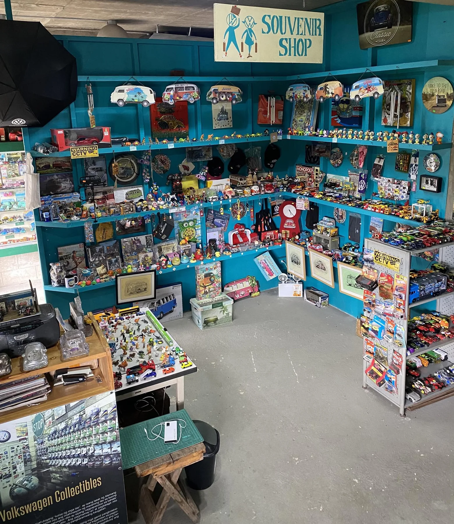 Volkswagen miniatures and memorabilia inside Campfolkswagen