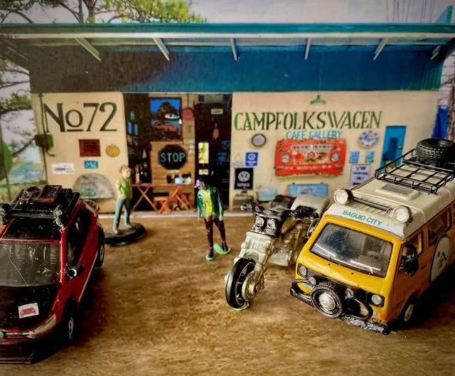 Campfolkswagen room recreated as a miniature diorama